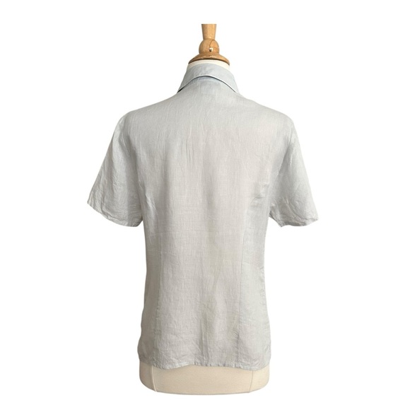 BARCELINO by Cellini Light Gray Linen Button-Up Shirt Minimalist Old Money 8 - Picture 7 of 14
